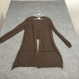 Milly Cardigan‎ Womens M Brown 100% Merino Wool Longline Open Front Minimalist